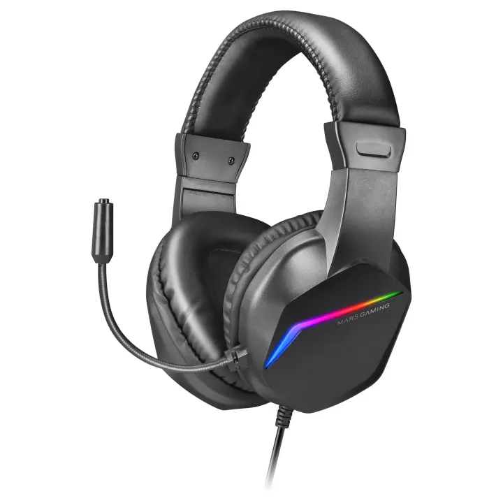 Mars Gaming MH122, Auriculares Gaming FRGB Rainbow, Sonido Ultra-Bass Spatial Sound, Micrófono Profesional con Cancelación de Ruido, Auriculares FRGB Negro, Rosa o Blanco - 1