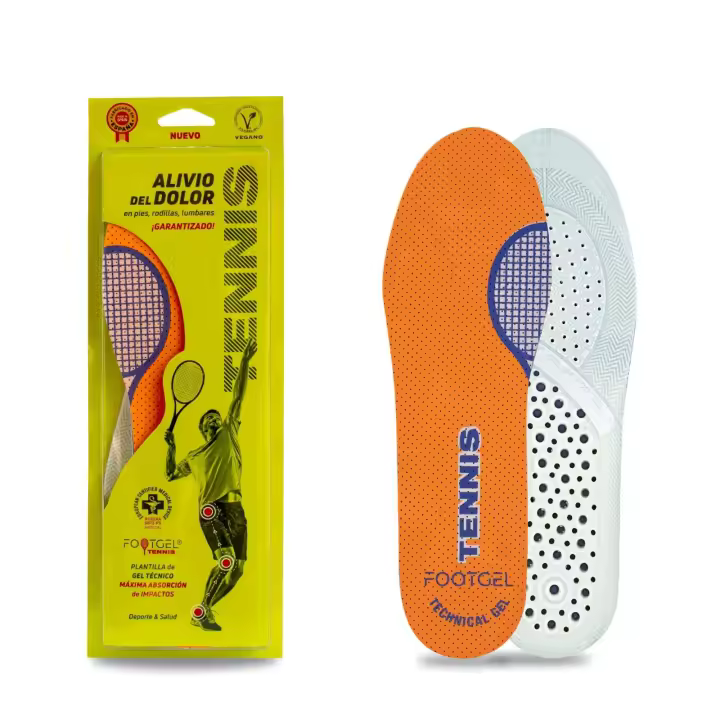 Plantilla Footgel TENIS, indicada para ALIVIAR y PREVENIR el DOLOR en la cadena de impactos de los jugadores de TENIS, niños y adultos, adaptables a cualquier zapatilla - 1