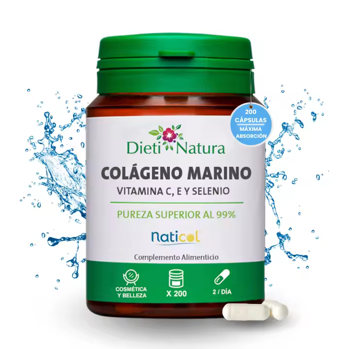 Dieti Natura - Colágeno Marino Hidrolizado 200 Cápsulas - Piel y Articulaciones - Fabricado en Francia - 1