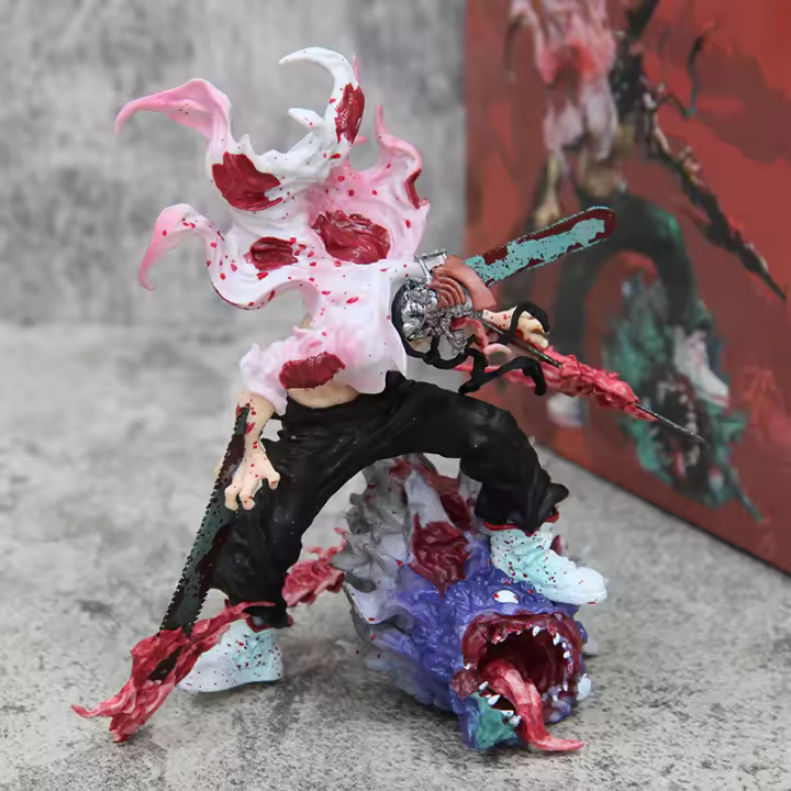 Modelo De Juguete De Colección Chain Saw Man 16cm Pequeño Perro Diablo Hunter Batalla Furiosa Con Martillo Monstruo Hombre Eléctrico - 1
