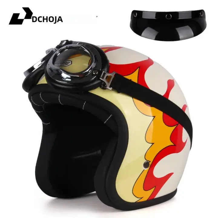 Casco De Motocicleta Retro UCHOOSE De Cuero PU Para Chopper Y Bicicleta Clásico Casco Moto Vintage 3/4 Cara Abierta - 1