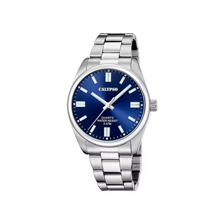 Reloj Calypso K5862/3 Hombre - Acero Inoxidable, Azul, 41mm, Correa Plateada - 1