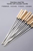 10pcs Brochetas De Barbecue De Acero Inoxidable 304 Con Mango De Madera Reutilizable Antideslizante Y Resistente Al Calor Brochetas Anchas Para BBQ - details 0