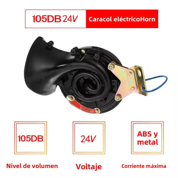 Bocina Eléctrica De Caracol Super Fuerte 105dB Impermeable 12V/24V Para Coche Motocicleta Camión Barco Vehículo Ruido Furioso - 1