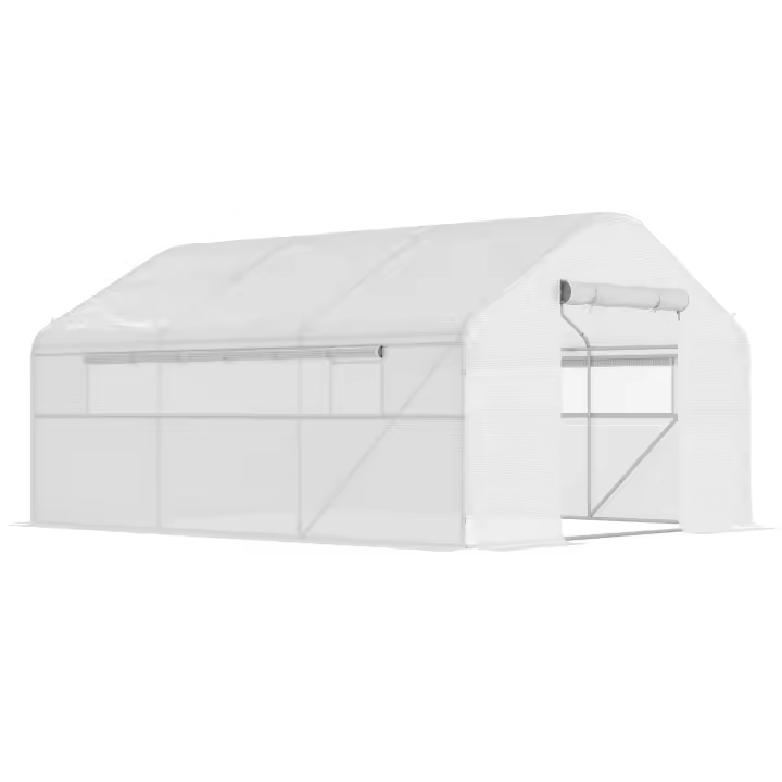 Outsunny Invernadero de Exterior 4x3x2 m Invernadero de Túnel con 2 Ventanas Cubierta de PE Anti-UV y 1 Puerta Enrollable con Cremallera Invernadero para Jardín Patio - 1