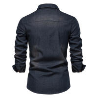 Camisa De Lino Elástico AIOPESON Para Hombre Cuello En V Manga Larga Estilo Vaquero Calidad Superior Ropa Casual De Corte Slim - details 2