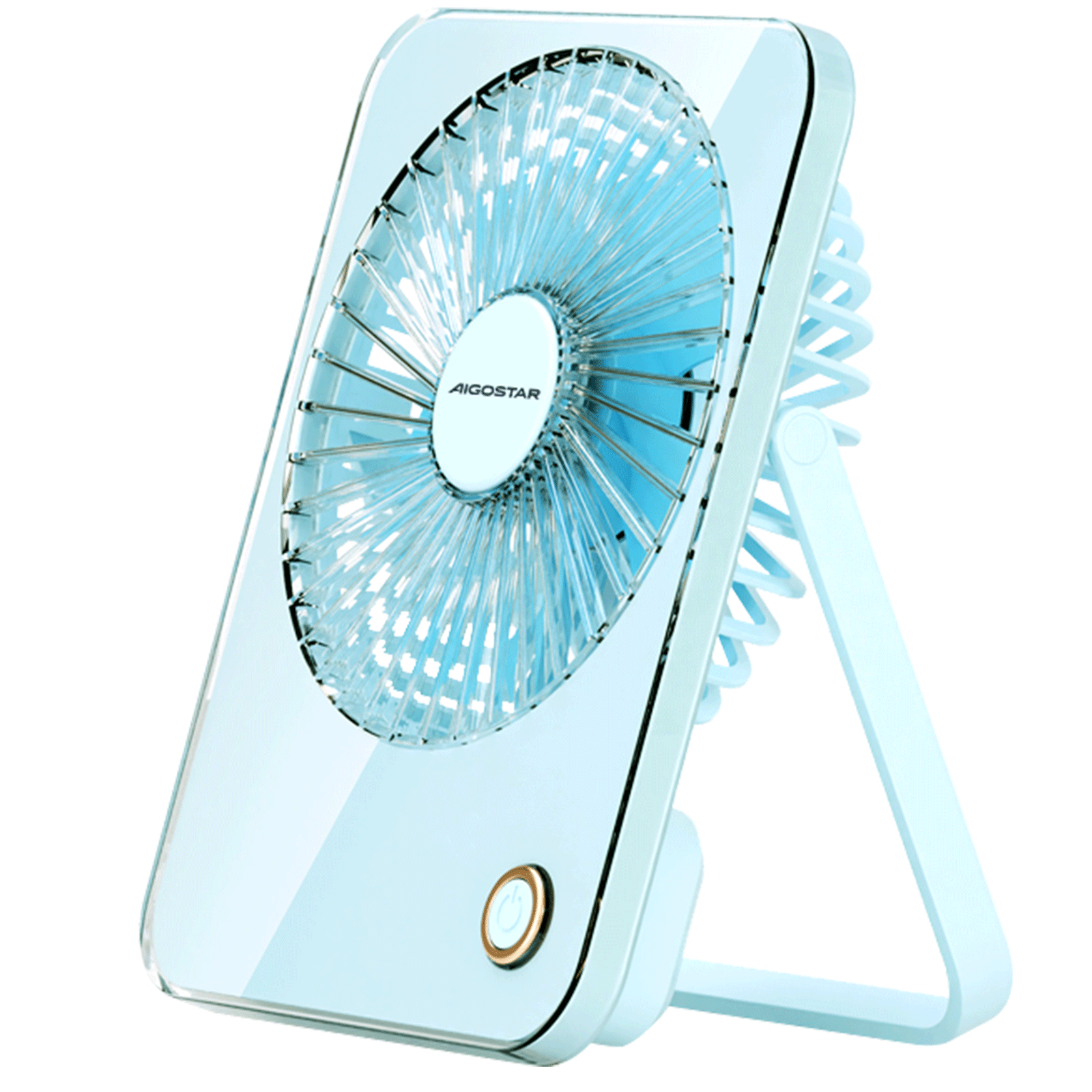 Ventilador de Mesa Portátil Plegable, Ventilador Recargable USB, 3 Pulgadas, 5 Aspas, 3 Velocidades, 3600mAh, Azul
