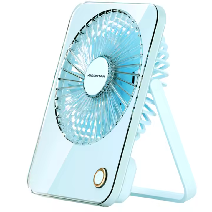 Ventilador de Mesa Portátil Plegable, Ventilador Recargable USB, 3 Pulgadas, 5 Aspas, 3 Velocidades, 3600mAh, Azul - 1