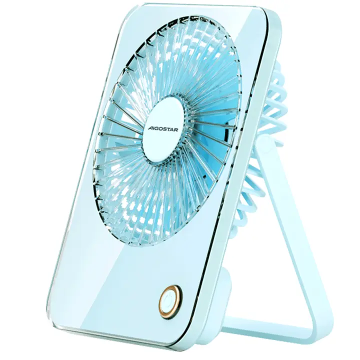Ventilador de Mesa Portátil Plegable, Ventilador Recargable USB, 3 Pulgadas, 5 Aspas, 3 Velocidades, 3600mAh, Azul - 1