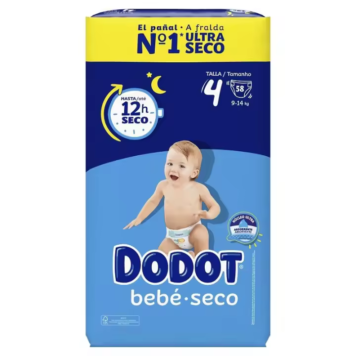 Dodot Bebé Seco Value Pack Talla 4 (58 uds) ✅ Entrega 24/72h - 1