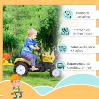 HOMCOM Tractor a Pedales para Niños de 3 Años Excavadora Infantil Juguete de Montar con Remolque Extraíble y Pala Delantera Carga 35 kg 167x41x52 cm Amarillo - details 6