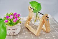 Jarrón De Vidrio Para Plantas En Escritorio Estación De Propagación Hidroponía Con Soporte De Madera Terrario Juego De Flores Estilo Americano Y Art Decó - details 5