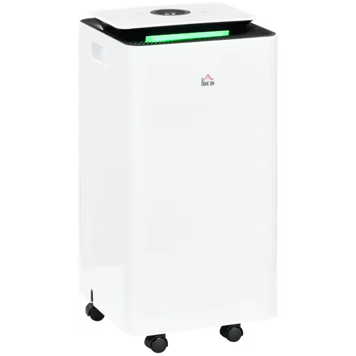 HOMCOM Deshumidificador Eléctrico 10L/día Depósito de Agua 2,5L Deshumidificador de Aire Silencioso con 5 Modos 2 Velocidades Pantalla LED Temporizador para Dormitorio Salón 25x25x50,5 cm Blanco - 1