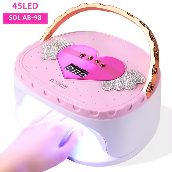Lámpara Secadora De Uñas UV Con 45 LEDs Y Pantalla LED De Color Rojo Diseño En Forma De Corazón Para Secado De Polvos De Uñas Y Luz UV - 1