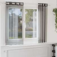 vidaXL Cortinas de gasa con ojales 2 uds 140x140 cm en color Negro/Morado/Marrón y más | protección solar decorativa para ventanas hogar oficina dormitorio fácil de instalar - details 0