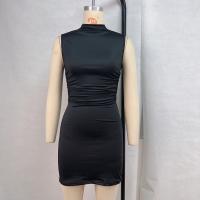 Vestido De Encaje Retro Para Mujer Con Cuello Alto Y Falda Ajustada Estilo High Street Sin Mangas Largo De Rodilla Poliéster - details 1