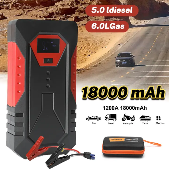 Banco de Energía de Emergencia 18000mah para Coche - Arrancador de Batería de Coche 1200A - 1