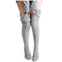 Calcetines Largos Casuales Para Mujer De Algodón Suave Impresión Sólida Thicker High Floor Socks Medias Hasta La Rodilla Para Otoño E Invierno - details 8