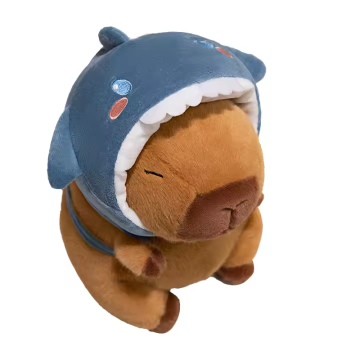 Mochila De Peluche Con Cabeza De Tiburón Y Diseño De Capibara Juguete Adorable Regalo De Cumpleaños O Festivos Para Niños O Amigos - 1