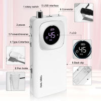Máquina De Uñas Eléctrica Recargable 45000RPM Profesional Con Pantalla LCD Para Pintura De Uñas Y Pulido Accesorios De Uñas - details 2