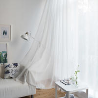 Cortina De Ventana Transparente De Terylene De Color Sólido Para Sala De Estar Y Dormitorio Decoración Simple De Cortina Moderna Sin Cierre - details 3