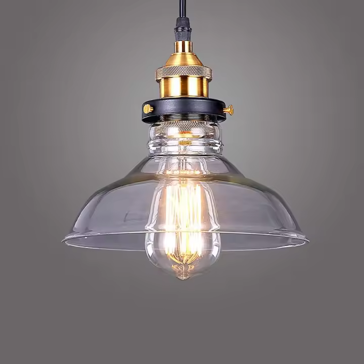 Lámpara colgante industrial para interiores, estilo retro vintage, con base Edison E27, pantalla de vidrio, para dormitorio, sala de estar, cocina, sala de estar, hotel [Clase energética A++] [Clase energética A++] - 1