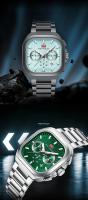 Reloj De Cuarzo Para Hombre MINI FOCUS Con Dial Cuadrado Luminoso Resistente Al Agua Y Fecha Correa De Acero Inoxidable Multifuncional Casual - details 3