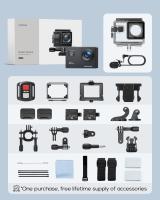 GA100 Action Cam 4K 20MP Cámara Subacuatica WiFi 40M Resistant to Agua EIS Estabilizador de Imagen Cámara de Casco 170 ° Ángulo Ancho Videocámara (Microphone External, Mando a Distancia 2,4G, 2 Baderías y Kit de Accesorios - details 1