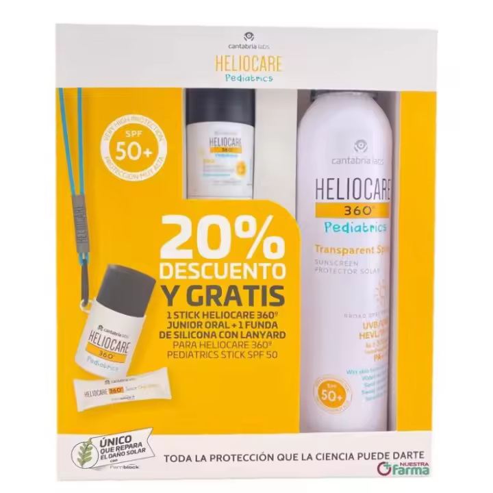 Heliocare Pediátrico Pack Stick Heliocare 360º Junior 25 g + Heliocare 360º Transparent Spray 200 ml - 1