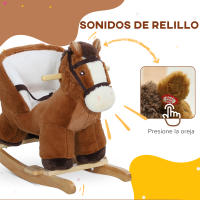 AIYAPLAY Caballo Balancín para Niños de 18-36 Mesas Caballo de Juguete con Sonido Asas Cinturón de Seguridad y Base de Madera Carga 25 kg 68x33x45 cm Marrón - details 3