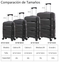 Artree | Maleta de cabina 10 kg color Negro, Equipaje de Mano, Maletas de viaje para avión Rígida Polipropileno con 4 Ruedas Dobles 360° y Cierre de seguridad, Maletas de Viaje niños y adultos 55x40x20cm - details 1