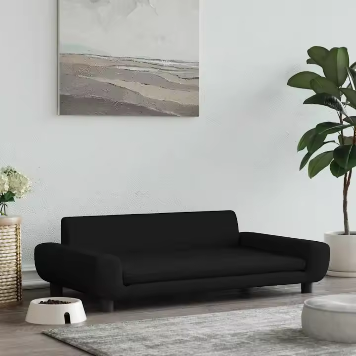 Cama para perros de terciopelo negra 100x54x33 cm - 1
