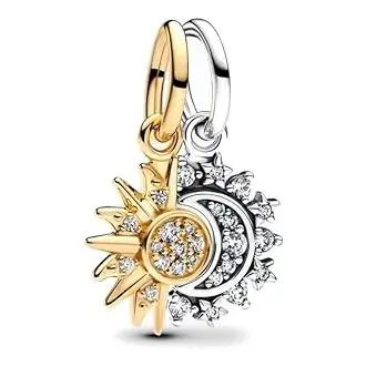 PANDORA Colgante combinado de sol y luna, sol y luna, para hombre y mujer, estilo único, con cuentas, regalo de cumpleaños, regalo del Día de la Madre - 1