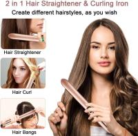 Plancha de pelo 2 en 1 para el cuidado del cabello, plancha de pelo y rizador con pantalla LCD, temperatura, rizos y rotación de temperatura ajustable (140-230 ℃), doble voltaje - details 3