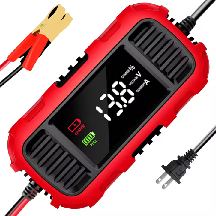 Cargador De Batería Para Coche 12V 2A Con Pantalla Digital Herramienta Inteligente De Carga De Batería Trickle Mantenedor Para Batería De Coche Y Camión - 1