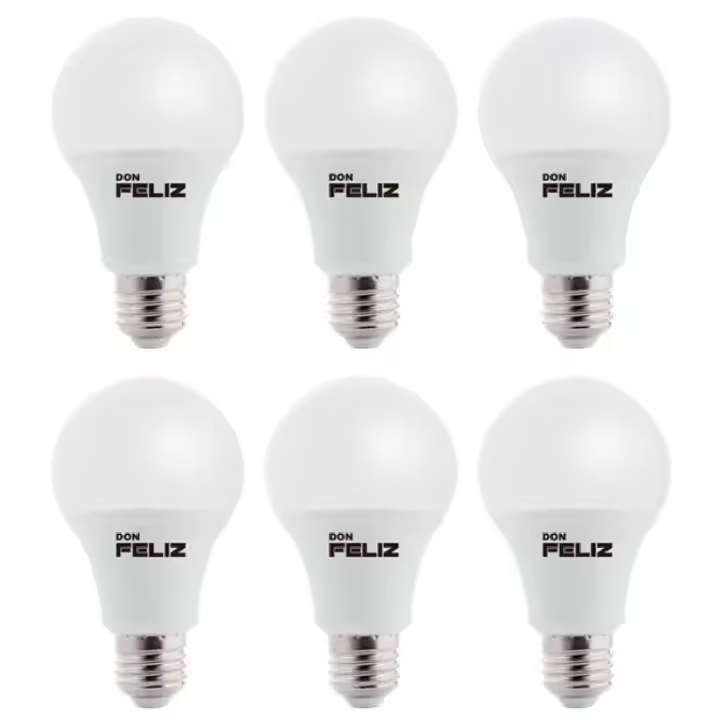 6 uds Bombilla Led esferica estandar A70 15W, luz fria/blanca 6500K y luz calida/amarilla 3000K, casquillo grande E27,  Don Feliz - 1