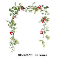 Guirnalda De Navidad Artificial De 180 Cm Con Hojas De Pino Falsas Y Bayas Rojas Decoración Para Casa Y Fiestas De Año Nuevo Planta Artificial De Vínculo Verde - details 7