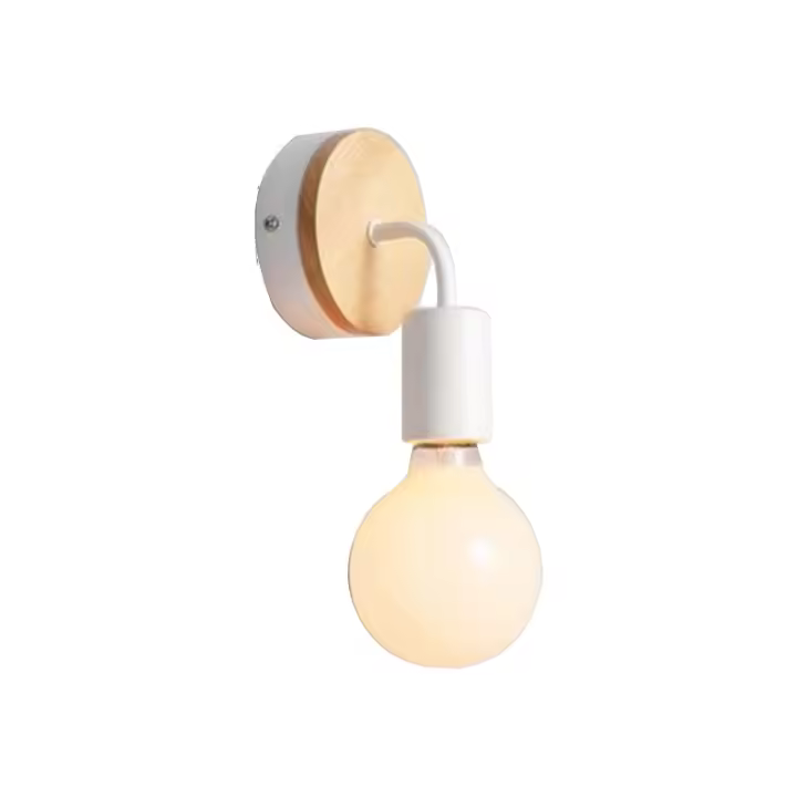 Soporte De Lámpara De Madera Vintage Sconce Luz De Pared Decoración Industrial Para Dormitorio Y Comedor E27 Luz De Lado Retro - 1