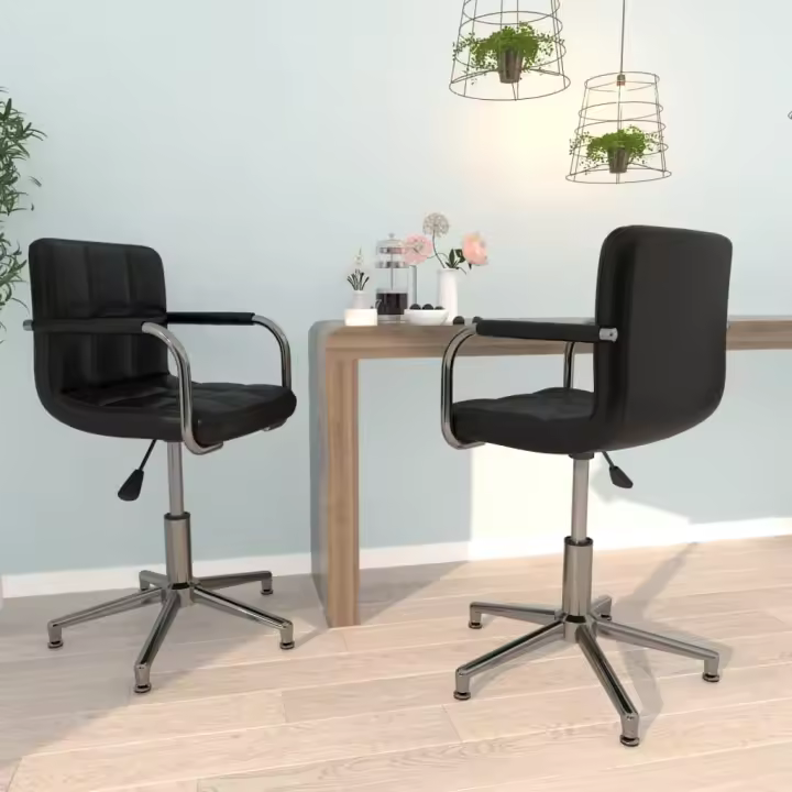 vidaXL Sillas de comedor giratorias 2 unidades cuero sintético en color Negro/Blanco | cómodas modernas ergonómicas para comedor cocina salón hogar - 1