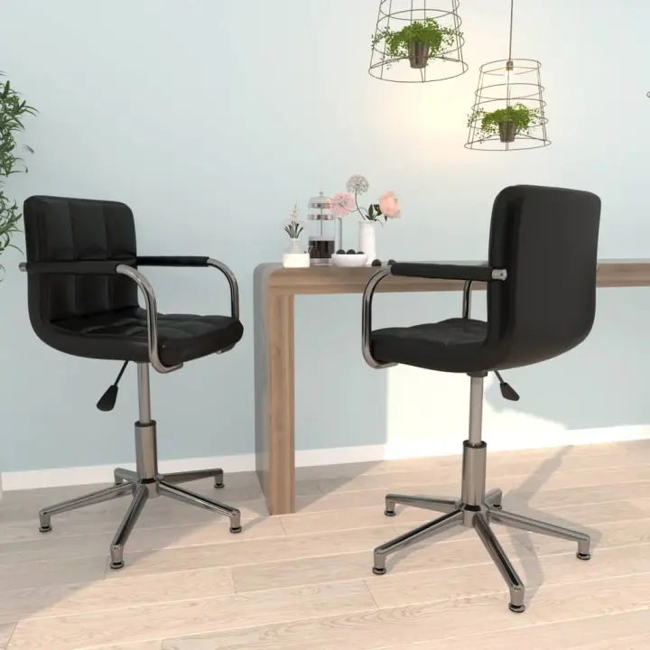vidaXL Sillas de comedor giratorias 2 unidades cuero sintético en color Negro/Blanco | cómodas modernas ergonómicas para comedor cocina salón hogar - 1