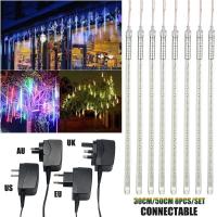 Luces De Cadena LED Para Decoración Navideña Al Aire Libre Impermeables Meteor Showers 8 Tubos 30cm/50cm Con Enchufe EU/US/AU/UK - details 12