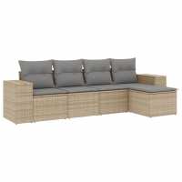 Set de muebles de jardín 5 pzas y cojines ratán sintético Negro, Negro y crema, beige and cream Conjunto Terraza Muebles Jardín Exterior Juego de Muebles de jardín Mueble Jardín Exterior Muebles de Salon Exterior - details 3