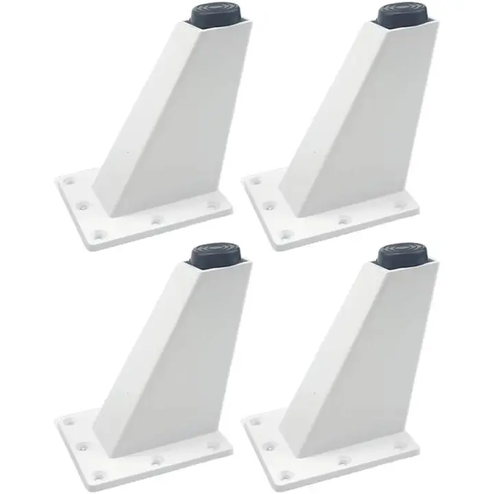 Juego de 4 patas para muebles, patas triangulares ajustables para gabinetes de cocina, patas de aleación de aluminio para muebles, fáciles de instalar, hermosas y modernas, colores blanco y negro opcionales (blanco, 8 cm) - 1