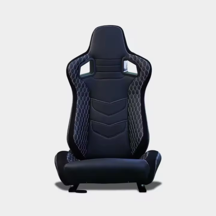 Semibaquet Deportivo,B,E Cuero Negro, Adaptable para Coches,Ríeles Incluidos,para Coche y Simulador de Conducción - 1