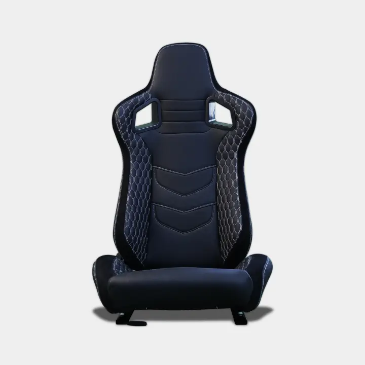 Semibaquet Deportivo,B,E Cuero Negro, Adaptable para Coches,Ríeles Incluidos,para Coche y Simulador de Conducción - 1