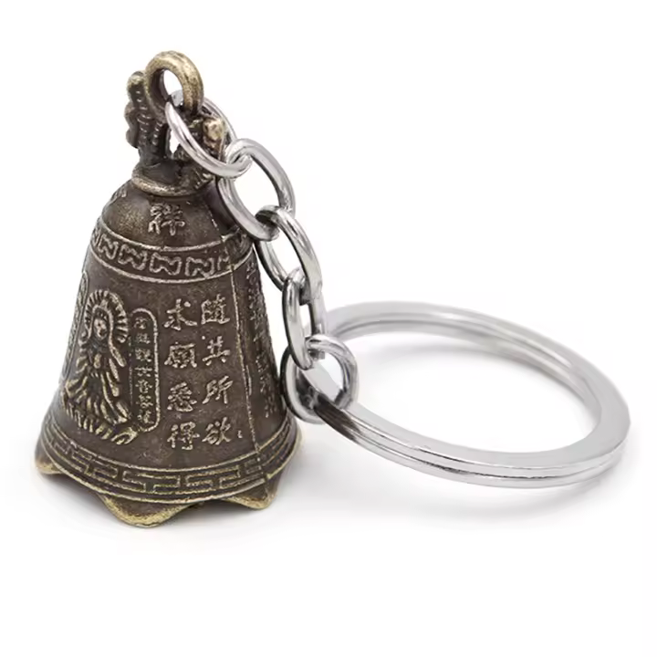 Llavero De Campana De Viento De Latón De Artesanía Manual Llavero De Metal Antiguo Campana De Feng Shui Para Atracción De La Fortuna - 1