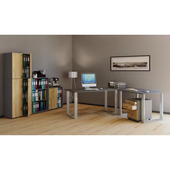 VCM Holz Schreibtisch | Eckschreibtisch schlicht | 160x130 | L Form links oder rechts | Arbeitstisch Platte 50 cm tief | Computertisch Büromöbel - Lona U - 1