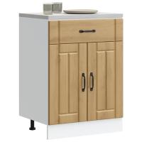 vidaXL Mueble bajo de cocina Lucca madera de ingeniería blanca en color Blanco/Gris sonoma/Gris hormigón y más | almacenamiento funcional diseño moderno para baño dormitorio sala - details 5