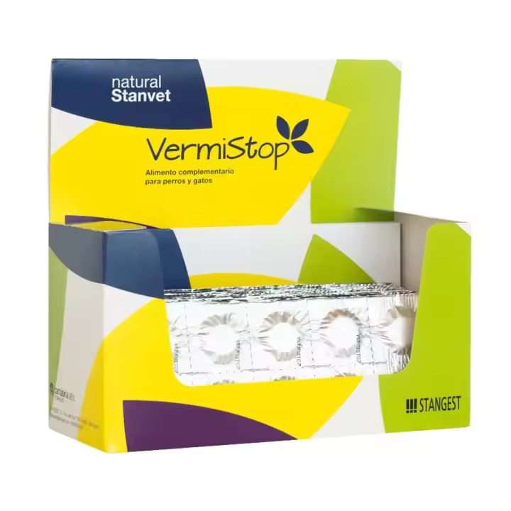 VermiStop 120 comprimidos suplemento natural para la función digestiva de perros y gatos Stangest - 1