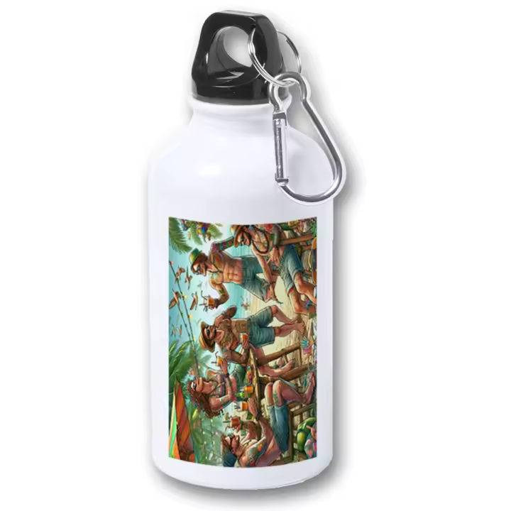MERCHANDMANIA BIDON 400ML METALICO chiringuito playa amigos fiesta verano beach club para viaje y deporte - 1